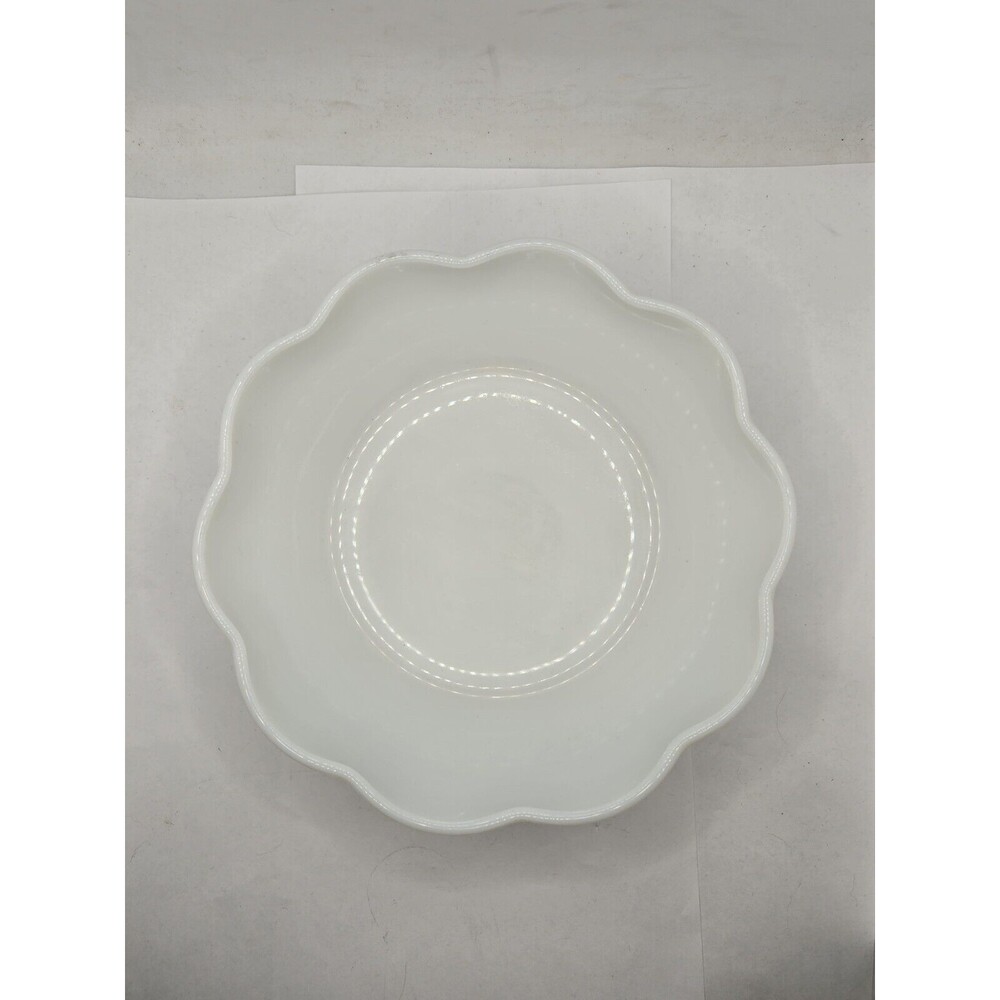 Milk Glass Large Scalloped Bowl 7.25" Pebbled Texture - Picture 5 of 9